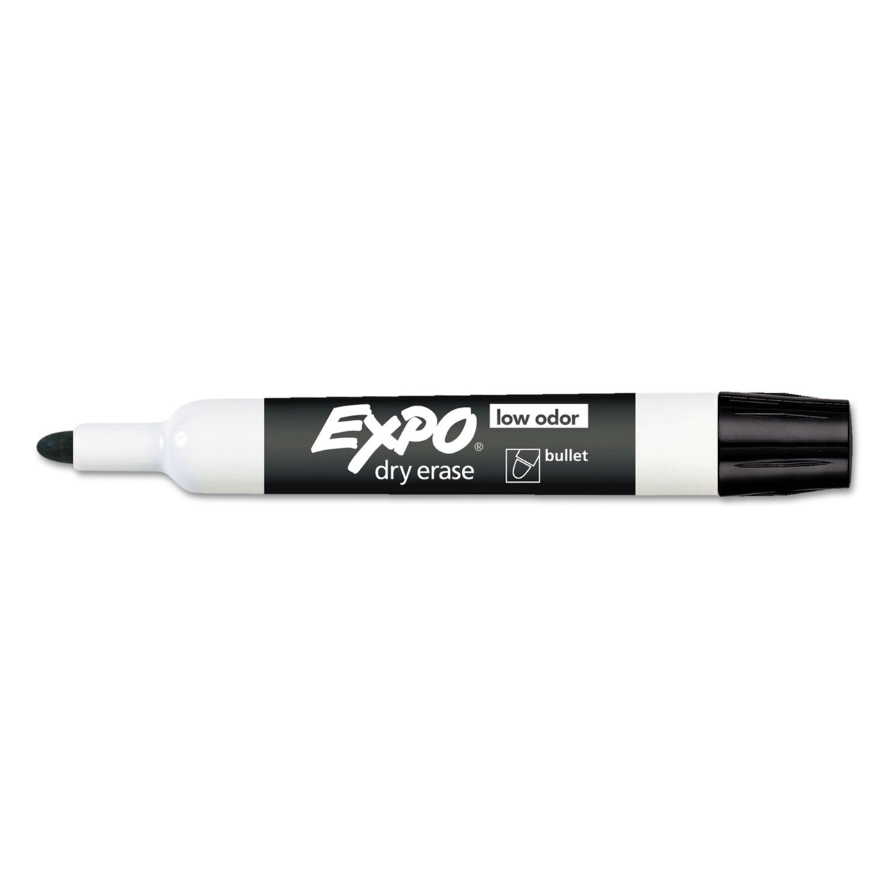 EXPO SAN82001A Low-Odor Dry-Erase Marker, Medium Bullet Tip, Black, Dozen
