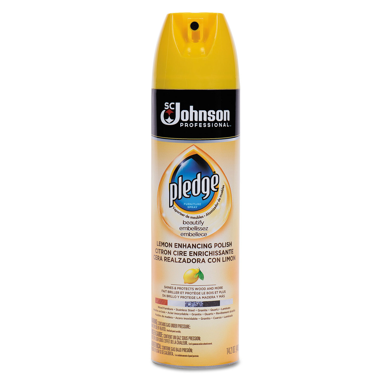 Pledge SJN301168 Furniture Polish, Lemon, 14.2 oz, Aerosol, 6/Case