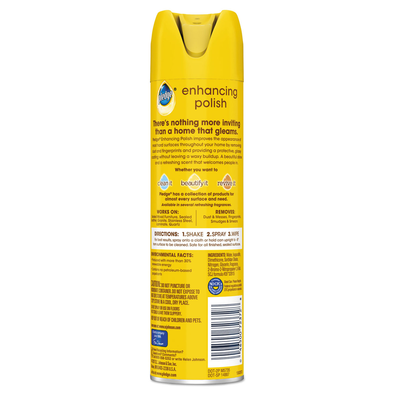 Pledge SJN336298EA Furniture Polish, Lemon, 9.7 oz Aerosol