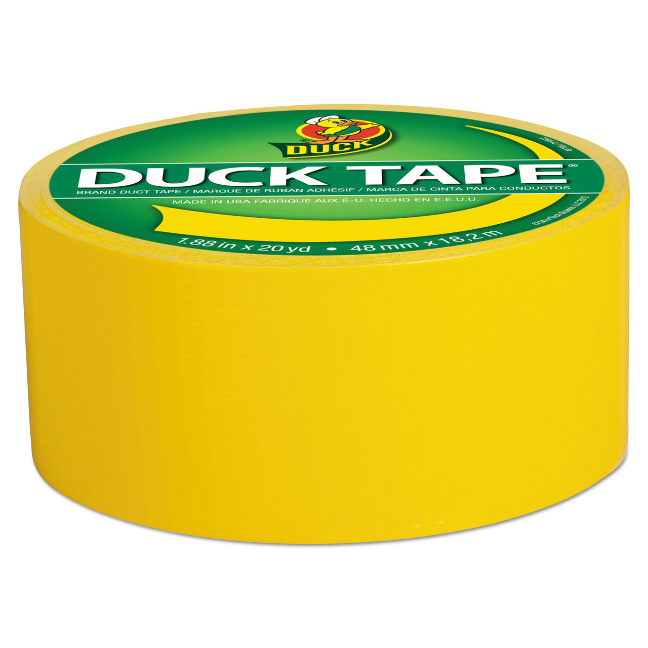 Duck DUC1304966 Colored Duct Tape, 9 mil, 1.88" x 20 yds, 3" Core, Yellow
