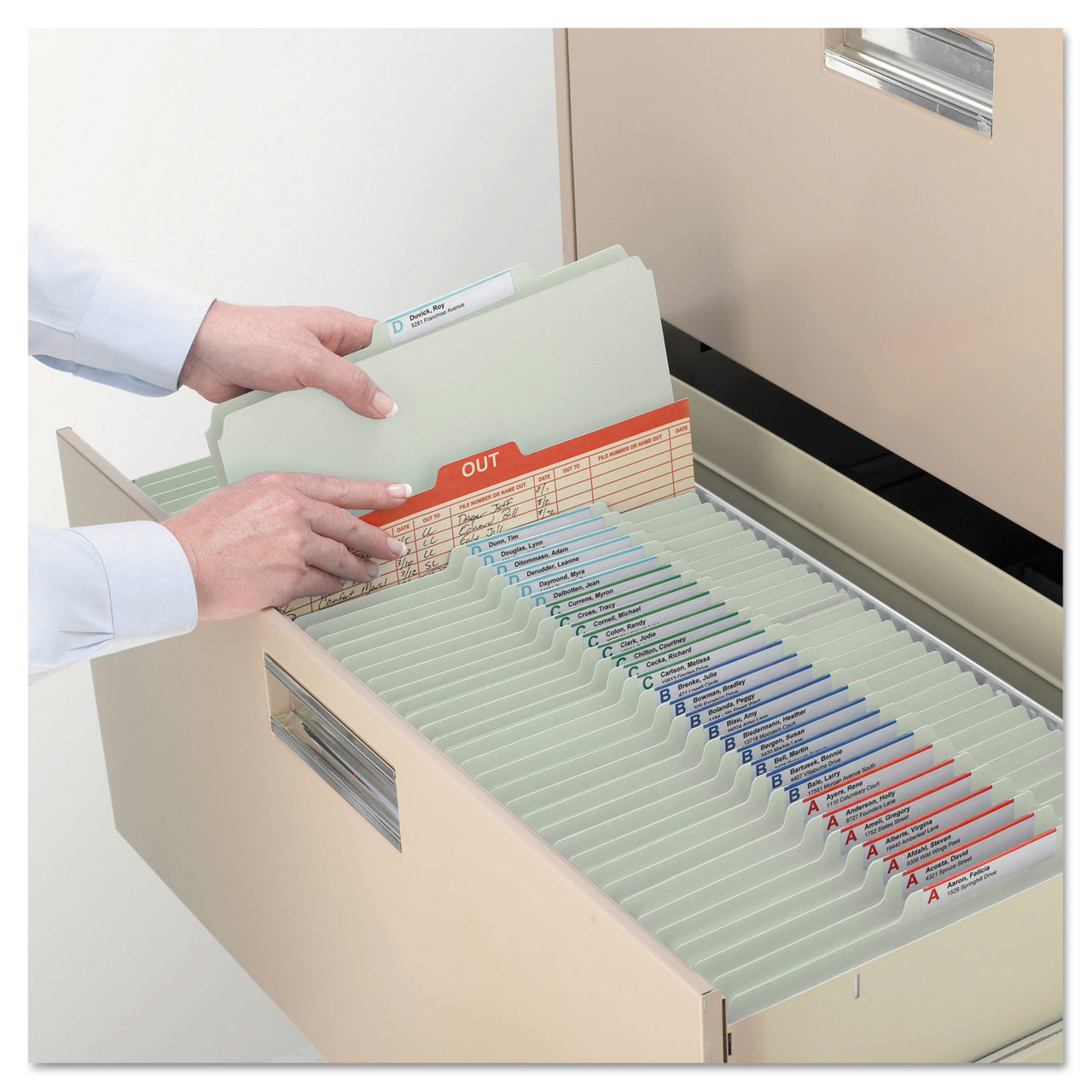 Smead SMD13776 Pressboard Classification Folders, Letter, Four-Section, Gray-Green, 10/Box