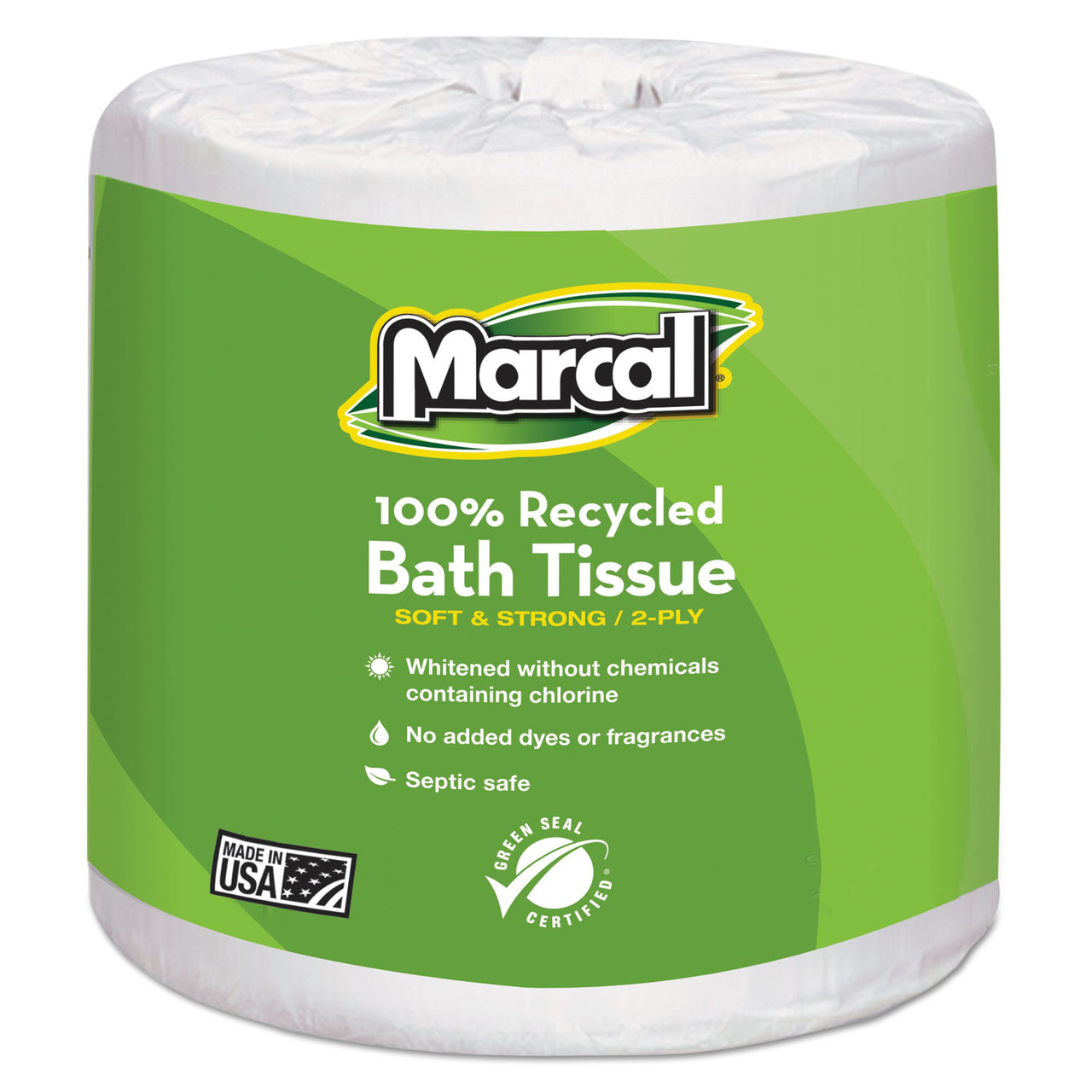 Marcal MRC6079 100% Recycled Two-Ply Bath Tissue, White, 330 Sheets/Roll, 48 Rolls/Case