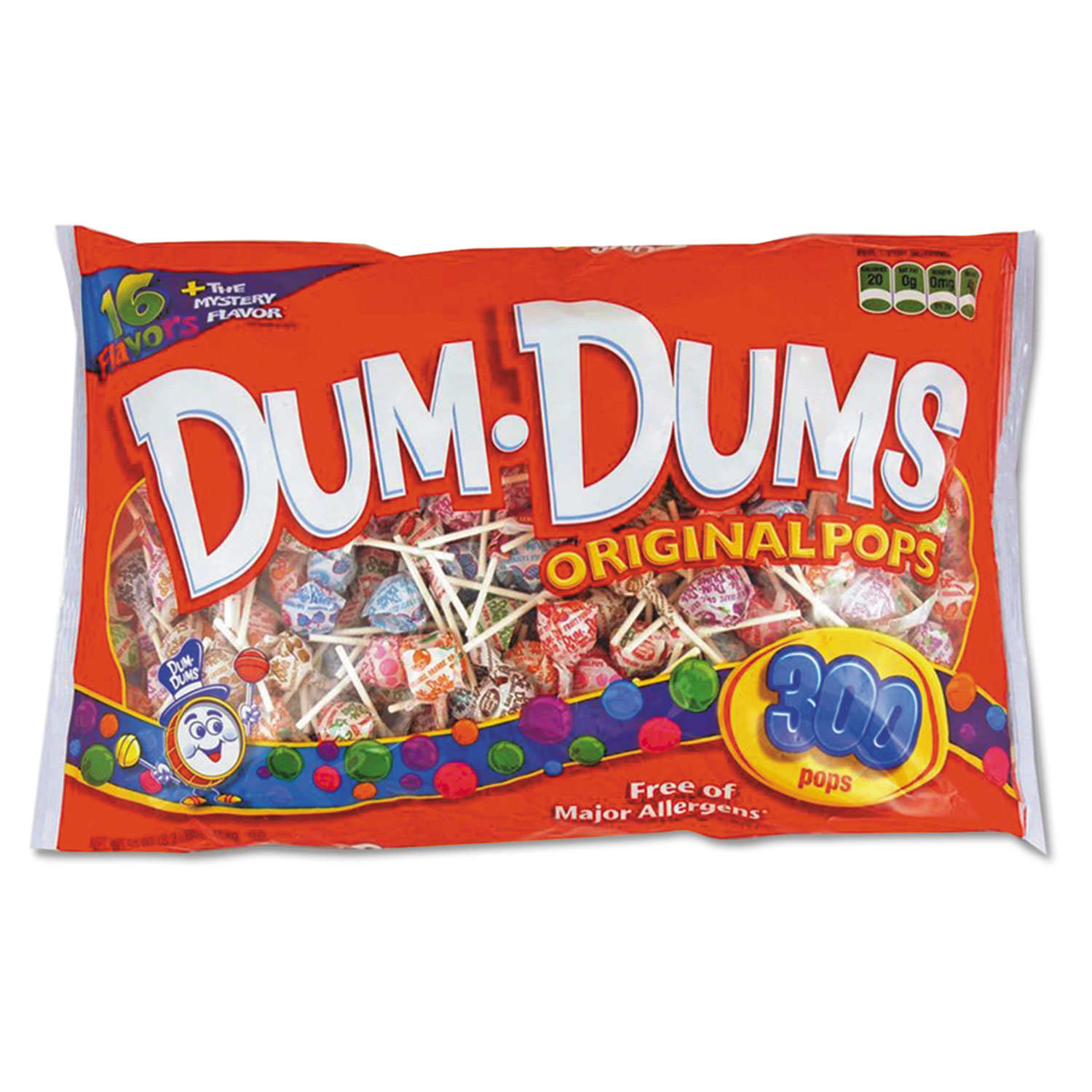 Spangler SPA60 Dum-Dum-Pops, Assorted Flavors, Individually Wrapped, 300/Pack