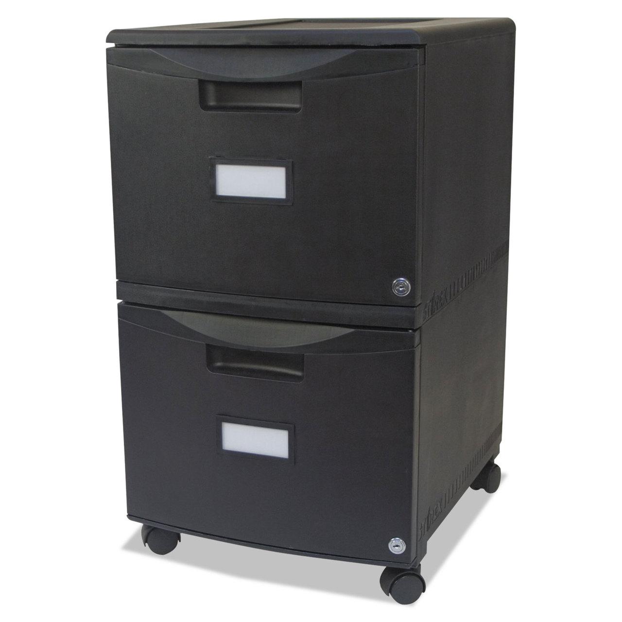 Storex STX61312B01C Two-Drawer Mobile Filing Cabinet, 14-3/4w x 18-1/4d x 26h, Black