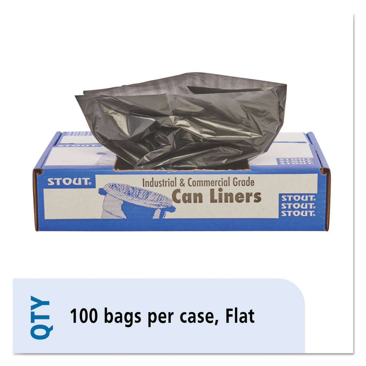 Stout by Envision STOT4048B15 100% Recycled Plastic Trash Bags, 40-45gal, 1.5mil, 40 x 48, Brown/Black, 100/CT