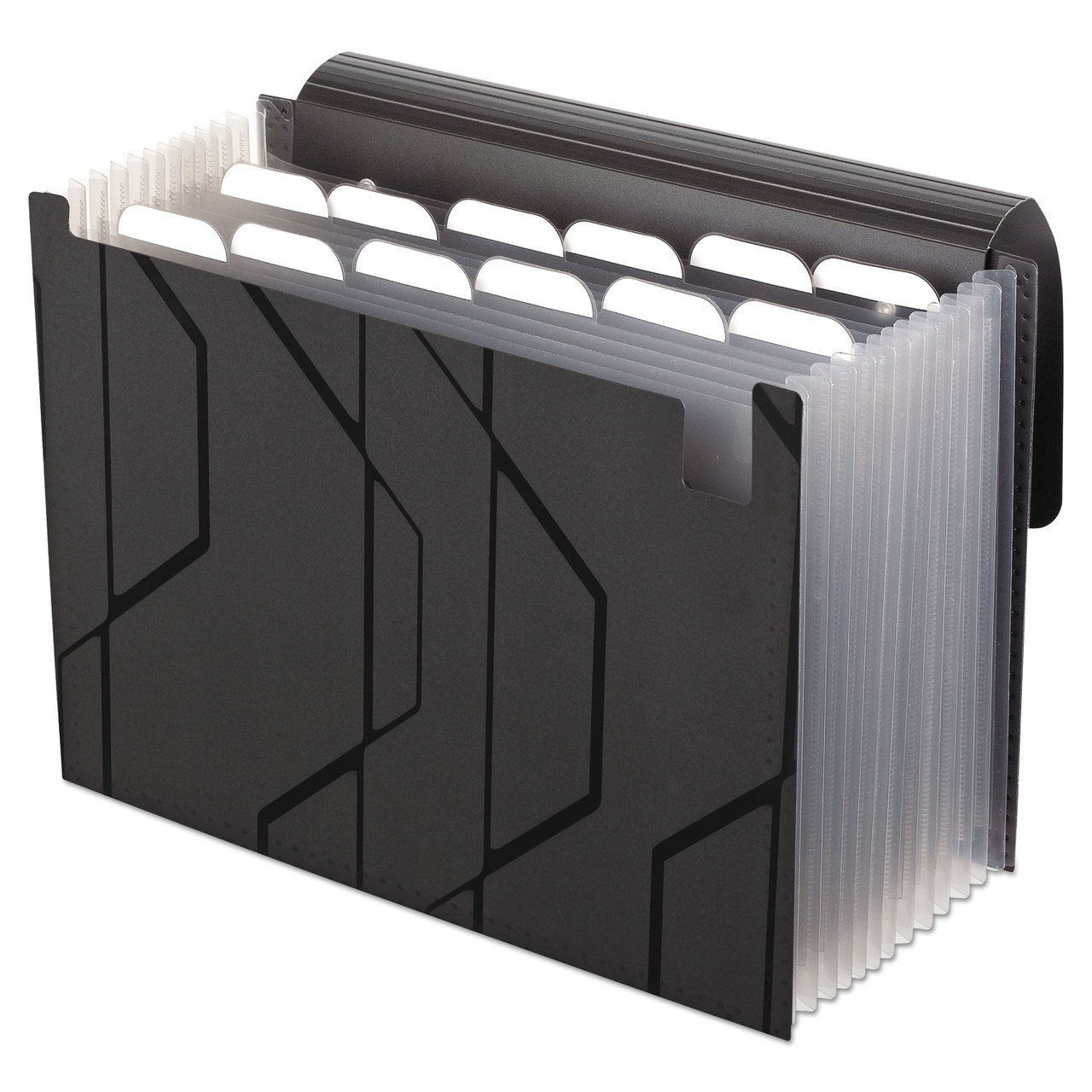 Pendaflex PFX02327 Sliding Cover Expanding File, 13 Pockets, 1/6 Tab, Letter, Black
