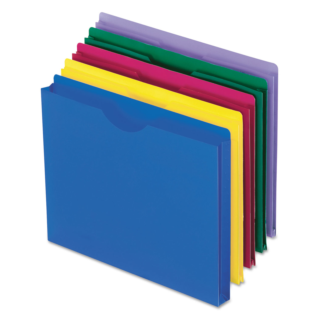 Pendaflex PFX50990 Expanding File Jackets, Letter, Poly, Blue/Green/Purple/Red/Yellow, 10/Pack