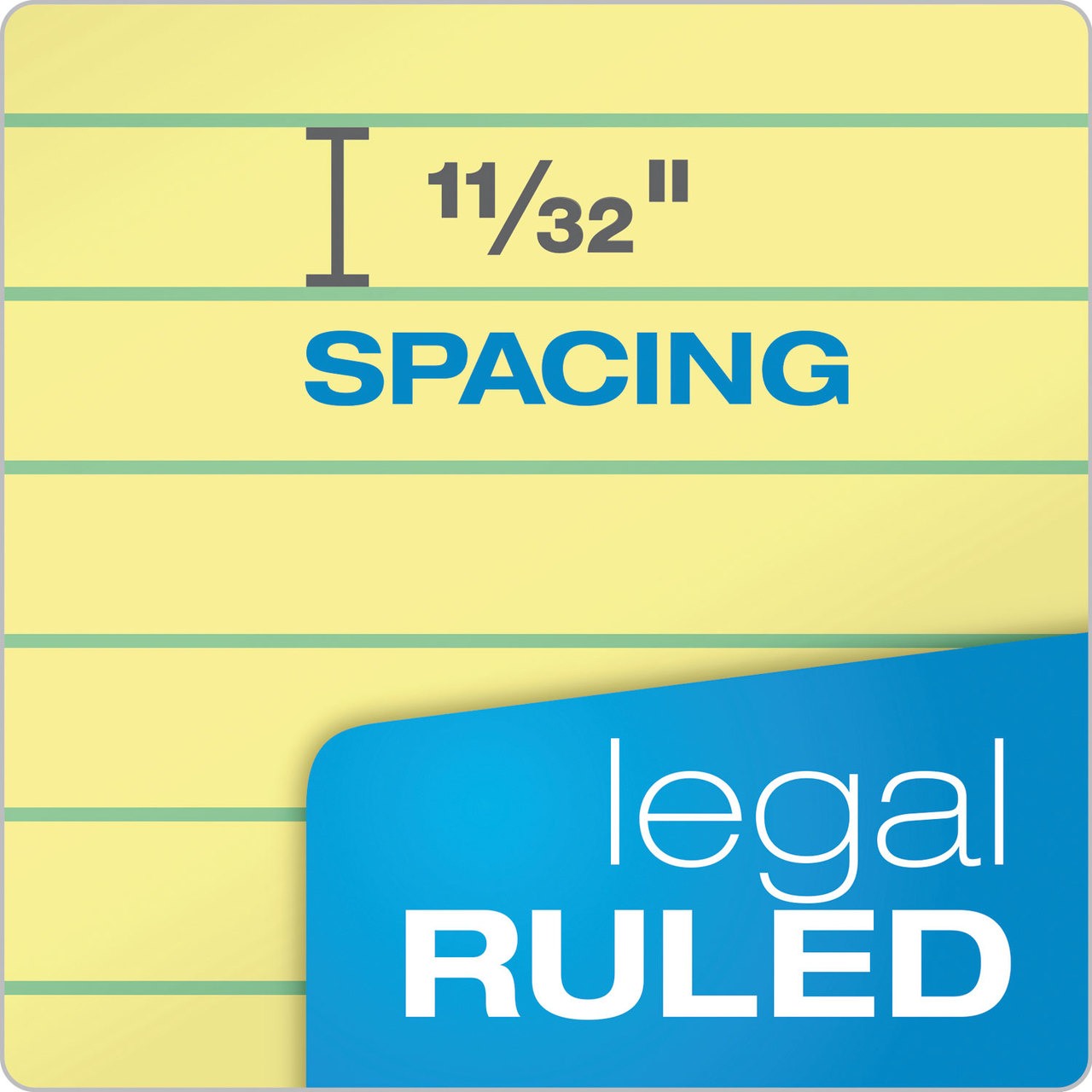 TOPS TOP7532 "The Legal Pad" Ruled Pads, Legal/Wide, 8 1/2 x 11 3/4, Canary, 50 Sheets, Dozen