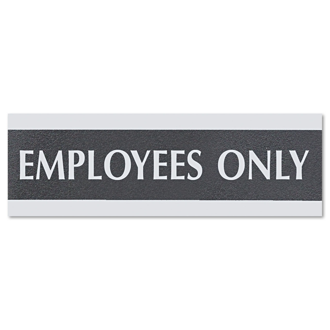Headline Sign USS4760 Century Series Office Sign, EMPLOYEES ONLY, 9 x 3, Black/Silver