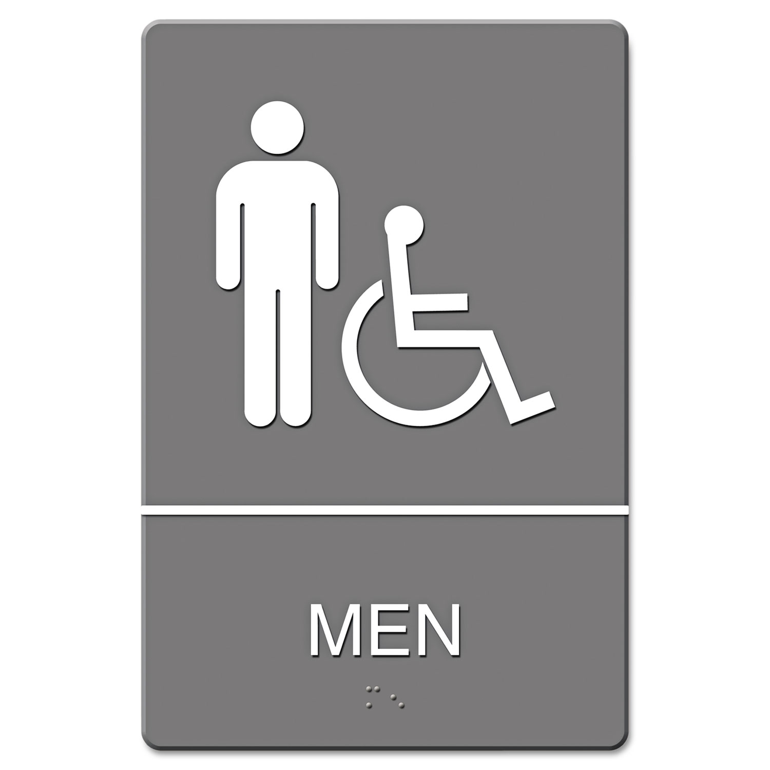 Headline Sign USS4815 ADA Sign, Men Restroom Wheelchair Accessible Symbol, Molded Plastic, 6 x 9, Gray