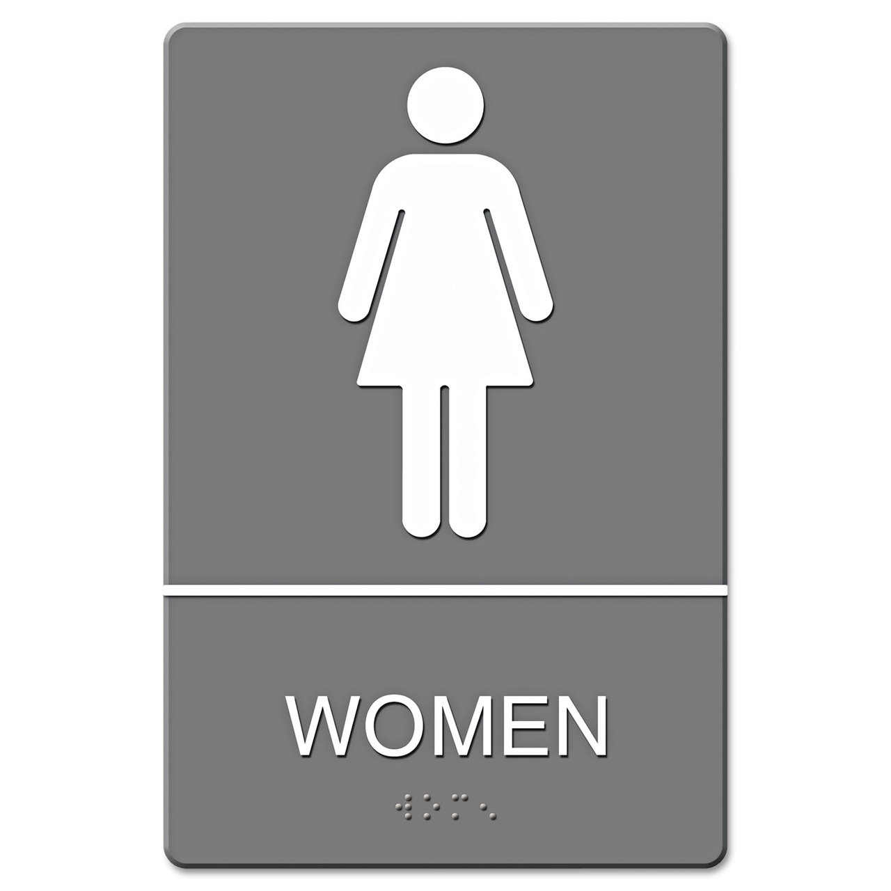 Headline Sign USS4816 ADA Sign, Women Restroom Symbol w/Tactile Graphic, Molded Plastic, 6 x 9, Gray
