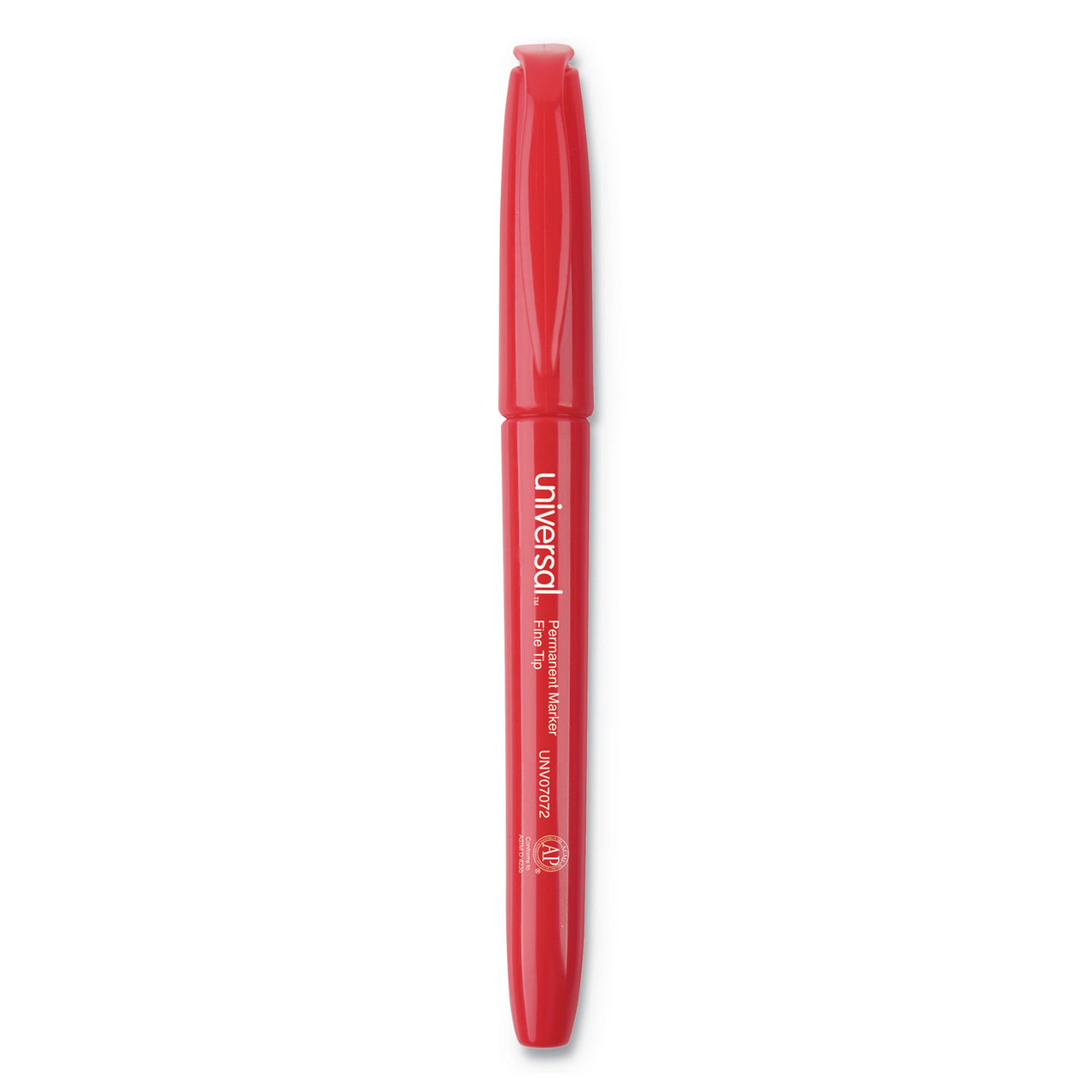 Universal UNV07072 Pen-Style Permanent Marker, Fine Bullet Tip, Red, Dozen