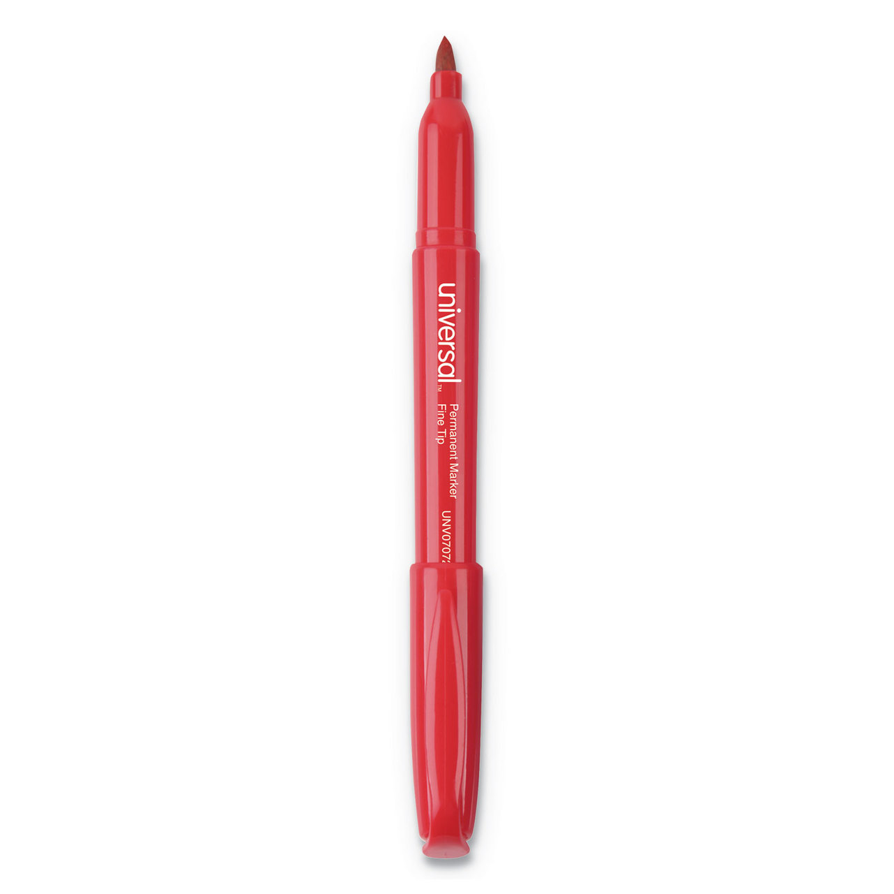 Universal UNV07072 Pen-Style Permanent Marker, Fine Bullet Tip, Red, Dozen