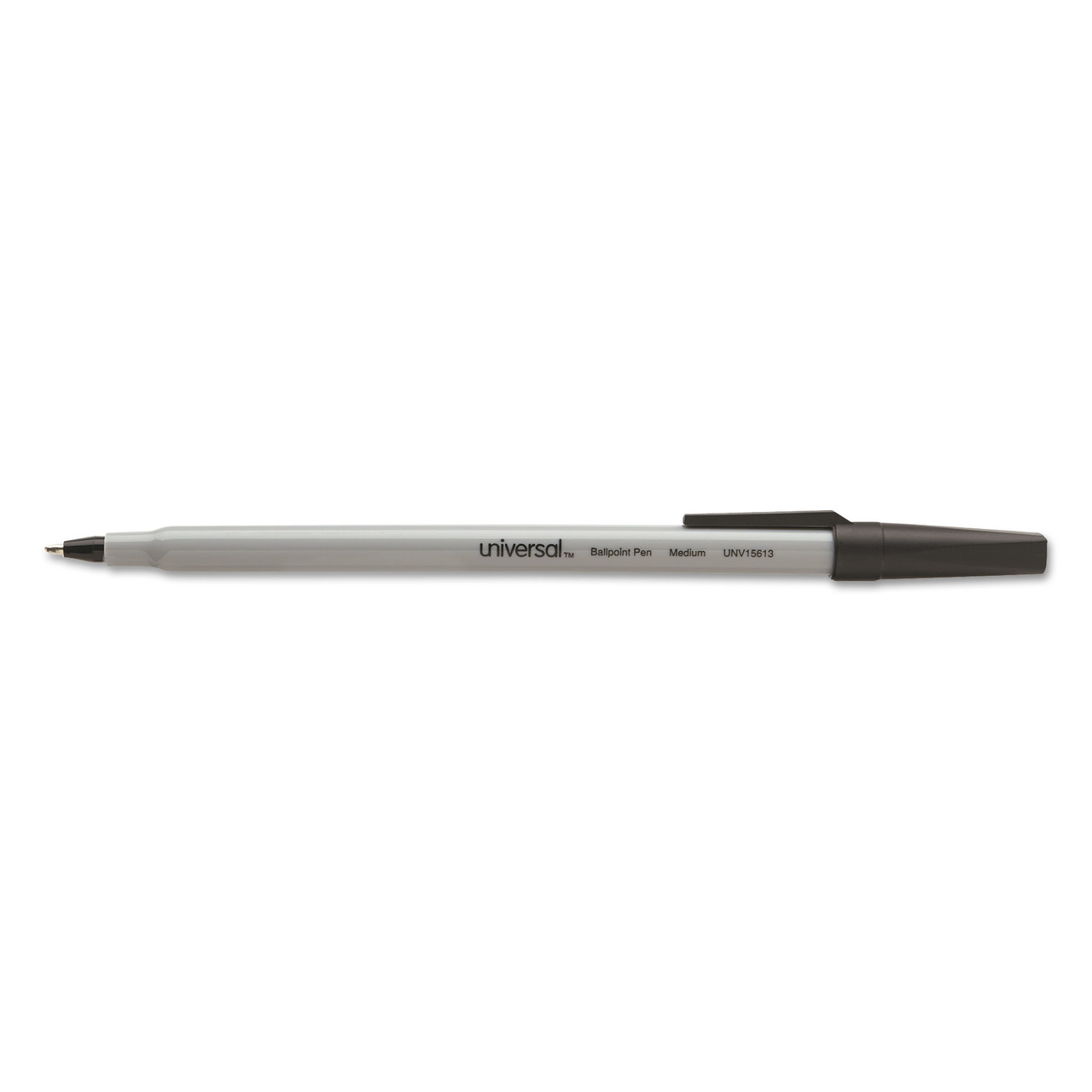 Universal UNV15613 Stick Ballpoint Pen Value Pack, Medium 1mm, Black Ink, Gray Barrel, 60/Pack