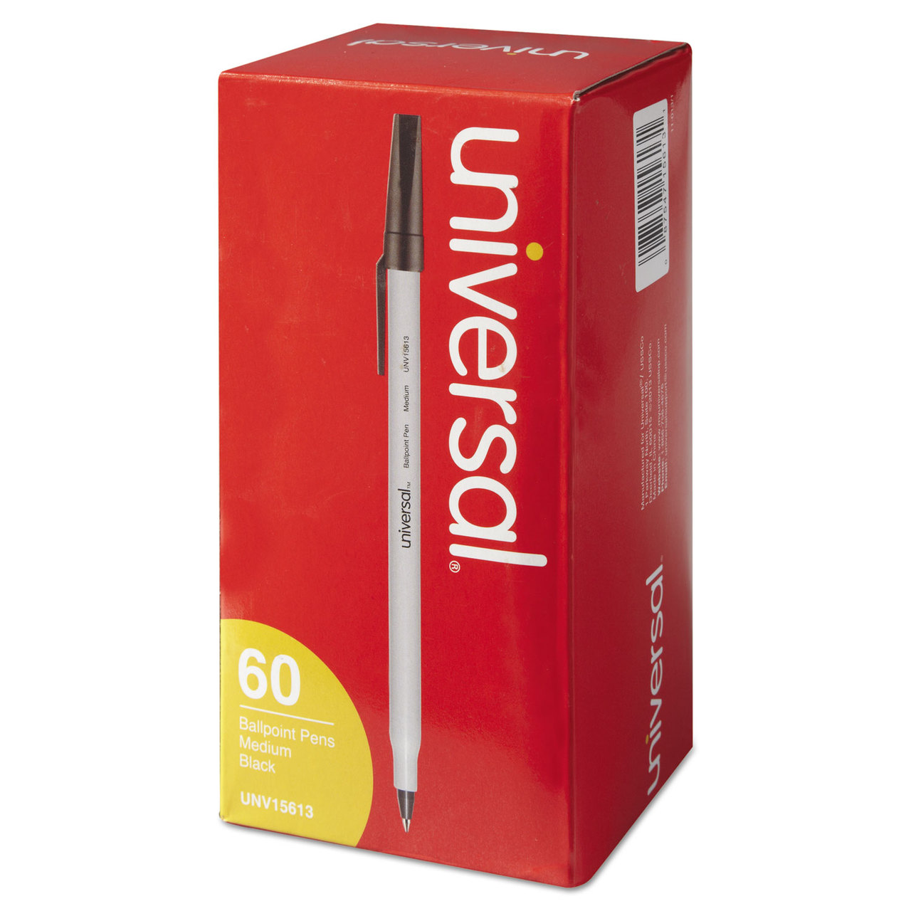 Universal UNV15613 Stick Ballpoint Pen Value Pack, Medium 1mm, Black Ink, Gray Barrel, 60/Pack
