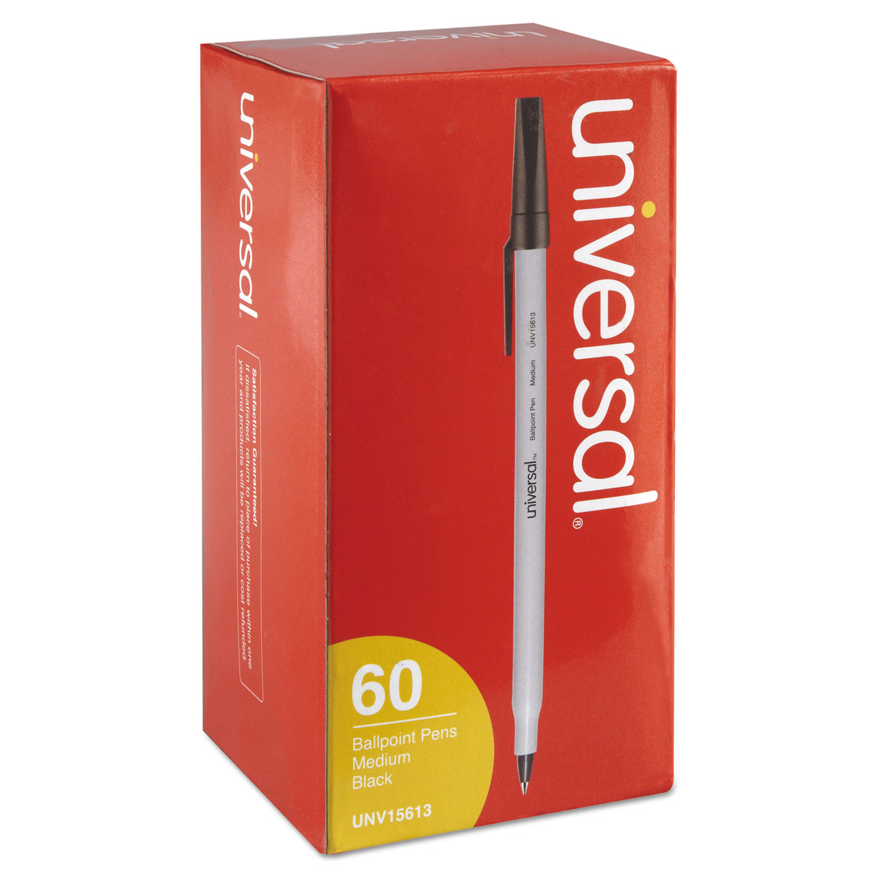 Universal UNV15613 Stick Ballpoint Pen Value Pack, Medium 1mm, Black Ink, Gray Barrel, 60/Pack