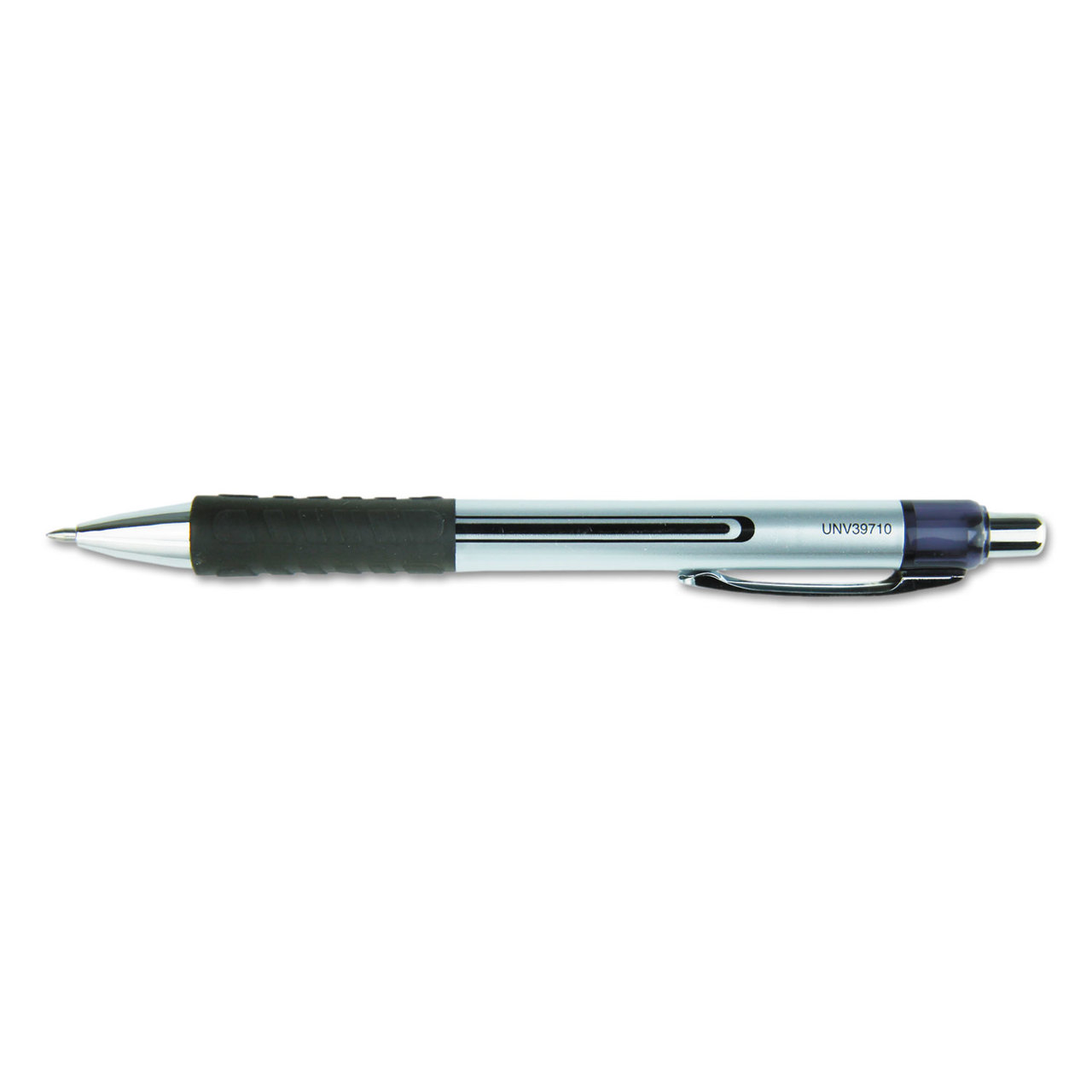 Universal UNV39720 Comfort Grip Retractable Gel Pen, Medium 0.7mm, Black Ink, Silver Barrel, Dozen