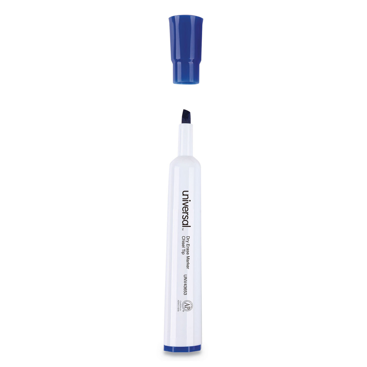 Universal UNV43653 Dry Erase Marker, Broad Chisel Tip, Blue, Dozen