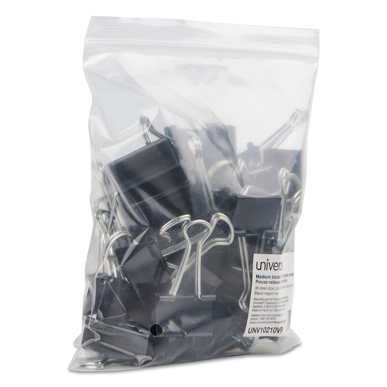 Binder Clips, Large, Black/Silver, Dozen