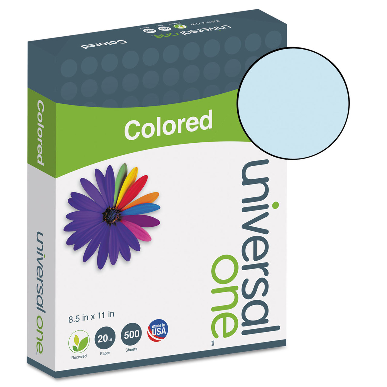 Universal UNV11202 Colored Paper, 20lb, 8-1/2 x 11, Blue, 500 Sheets/Ream