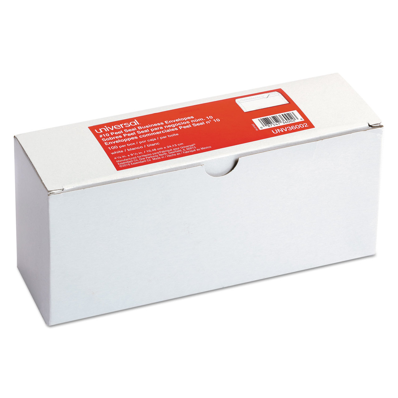 Universal UNV36002 Peel Seal Strip Business Envelope, #10, 4 1/8 x 9 1/2, White, 100/Box