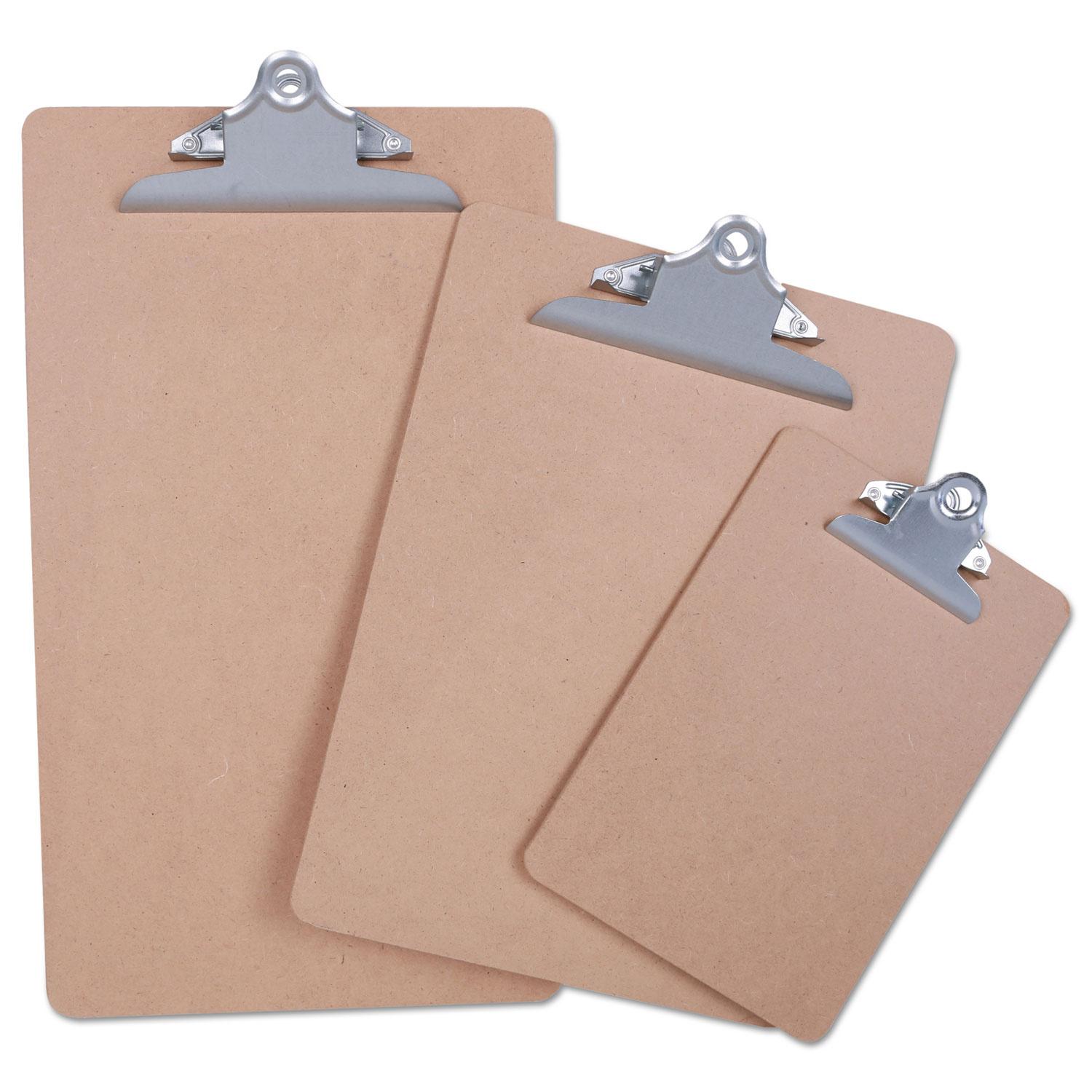 Universal UNV40305VP Hardboard Clipboard, 1" Capacity, Holds 8 1/2 x 14, Brown, 3/Pk