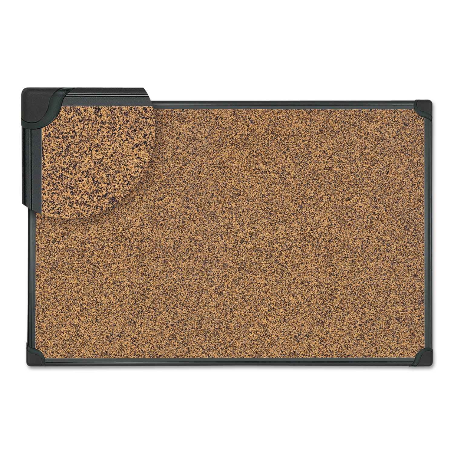 Universal UNV43022 Tech Cork Board, 36 x 24, Cork, Black Plastic Frame