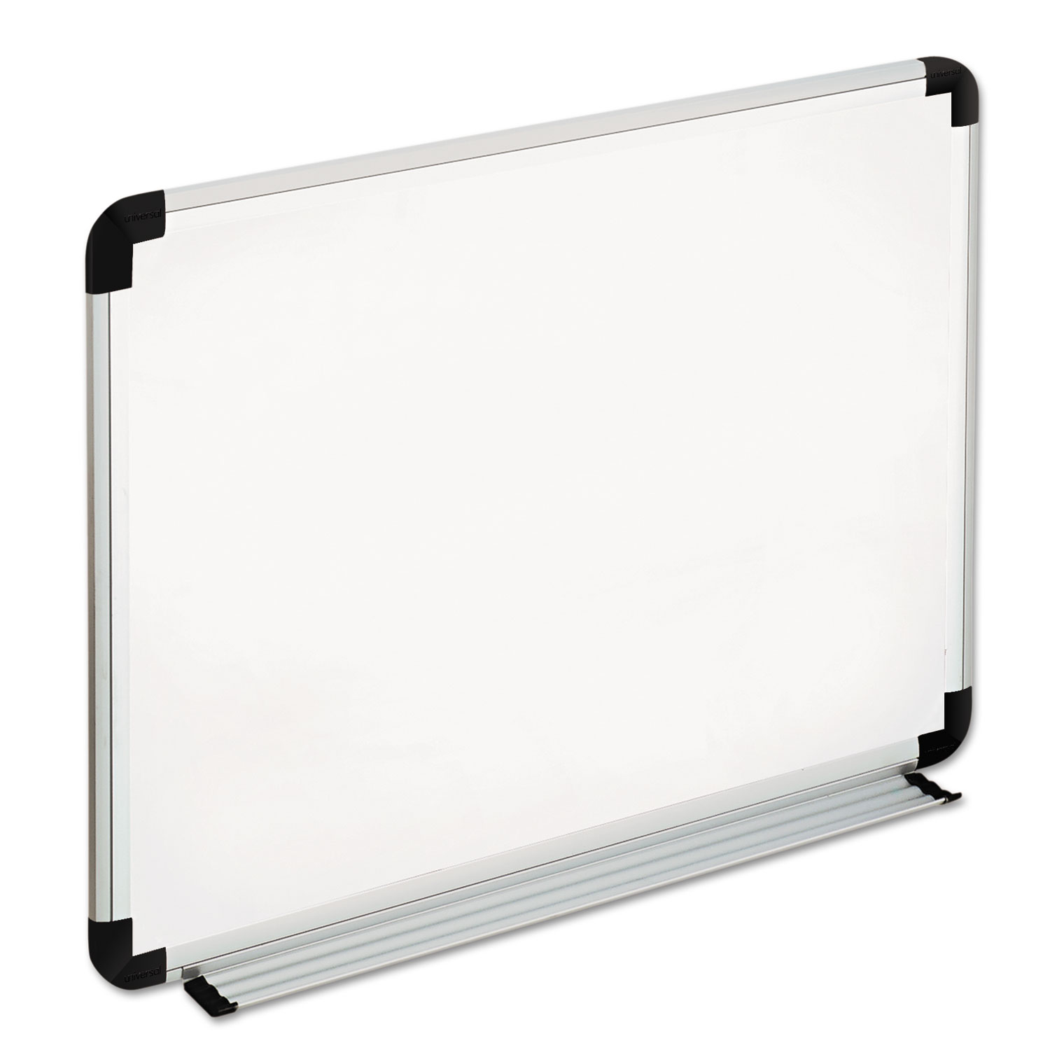Universal UNV43722 Dry Erase Board, Melamine, 24 x 18, White, Black/Gray, Aluminum/Plastic Frame
