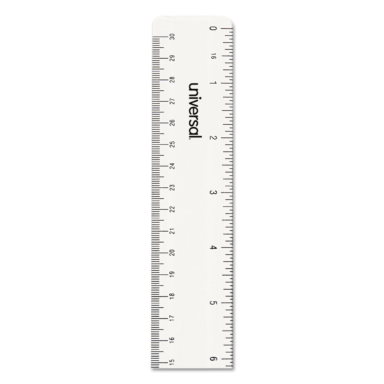 Universal UNV59022 Clear Plastic Ruler, Standard/Metric, 12"