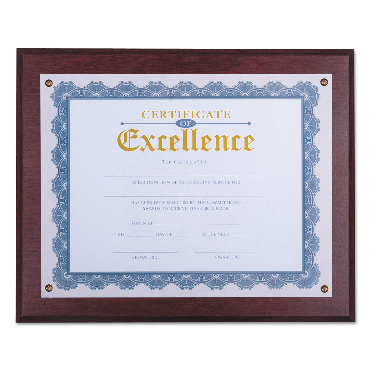 Universal UNV76825 Award Plaque, 13 1/3" x 11", Mahogany