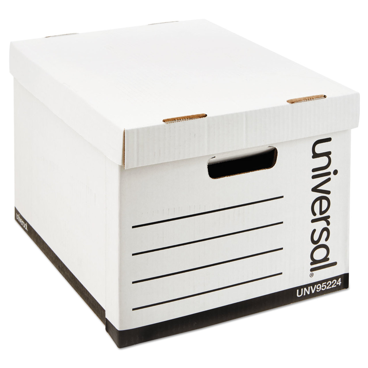 Universal UNV95224 Heavy-Duty Fast Assembly Lift-Off Lid Storage Box, Letter/Legal, White, 12/CT