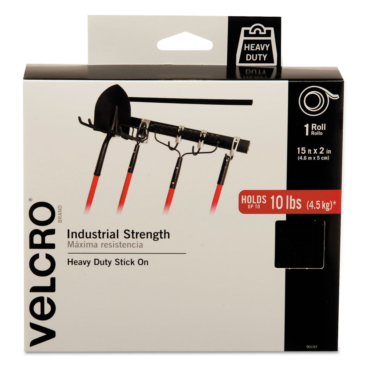 Velcro VEK90197 Industrial Strength Hook & Loop Fasteners, 2" x 15ft Roll, Black
