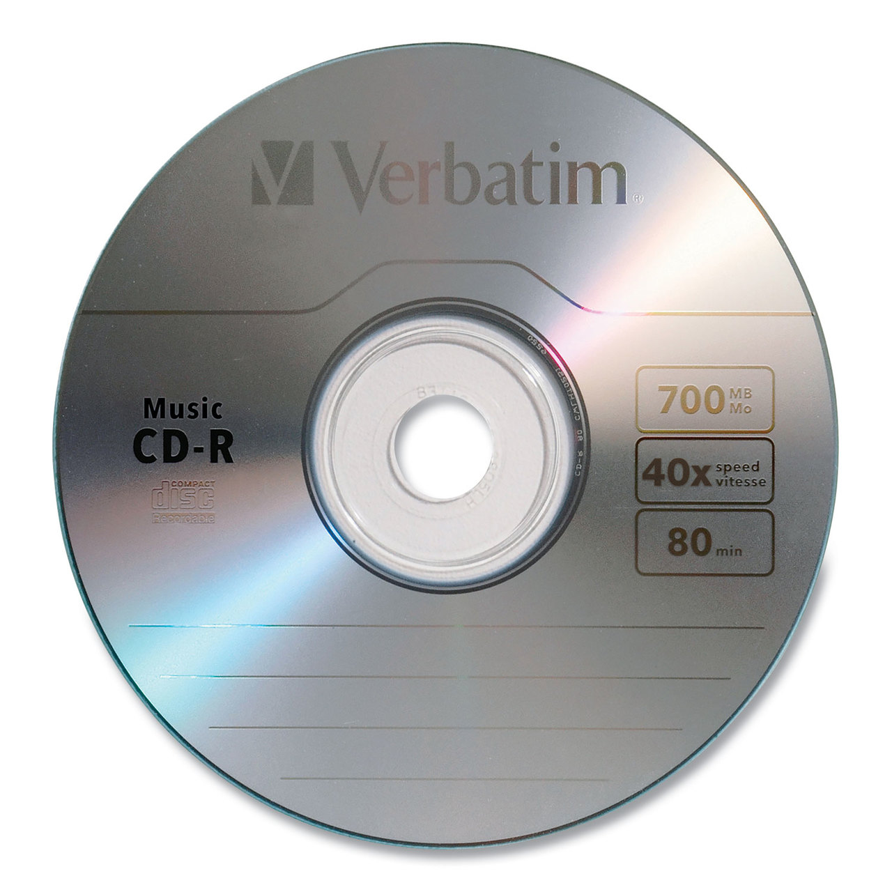 Verbatim VER96155 CD-R Music Recordable Disc, 700MB, 40x, 25/Pk