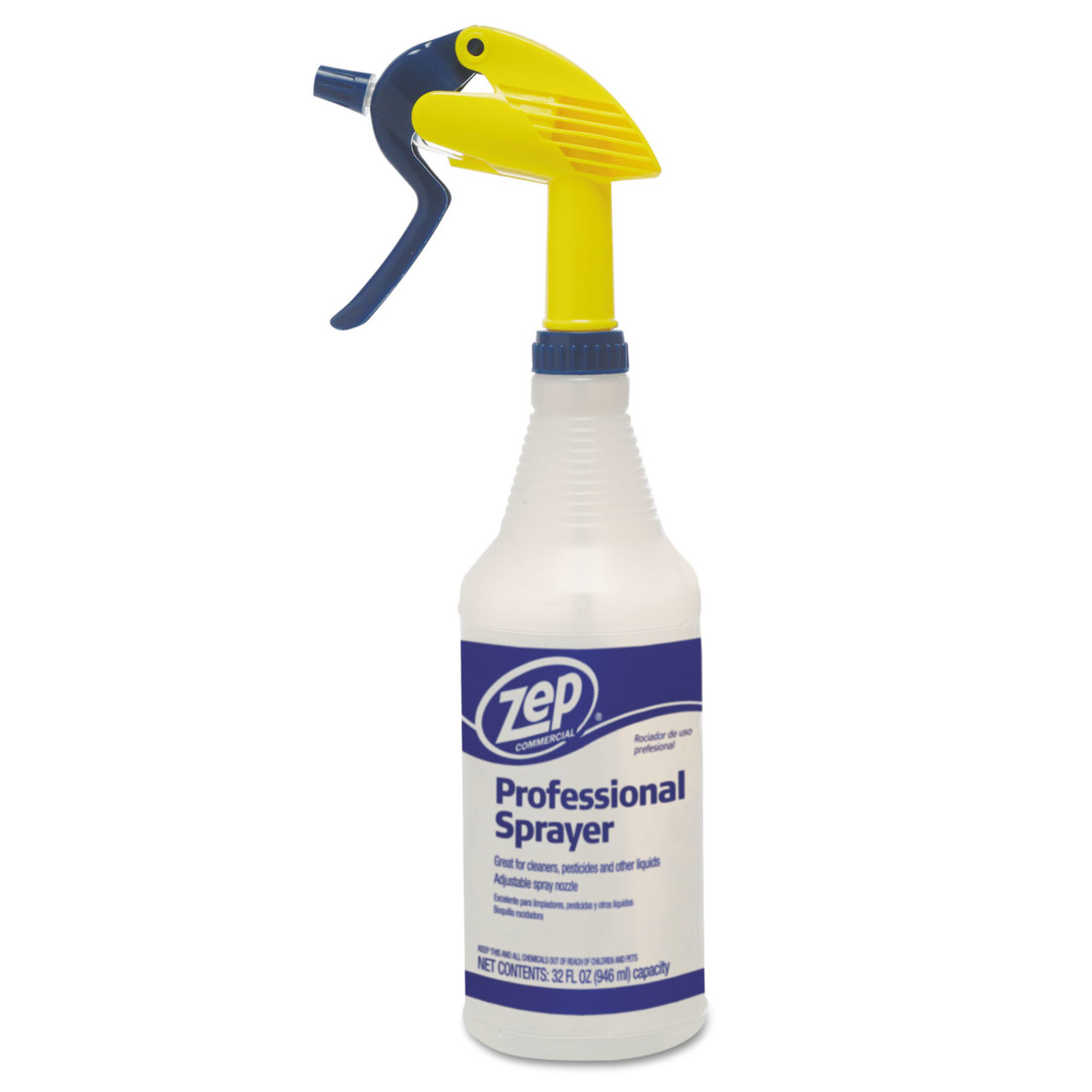 Zep Commercial ZPEHDPRO36EA Professional Spray Bottle w/Trigger Sprayer, 32 oz, Clear Plastic