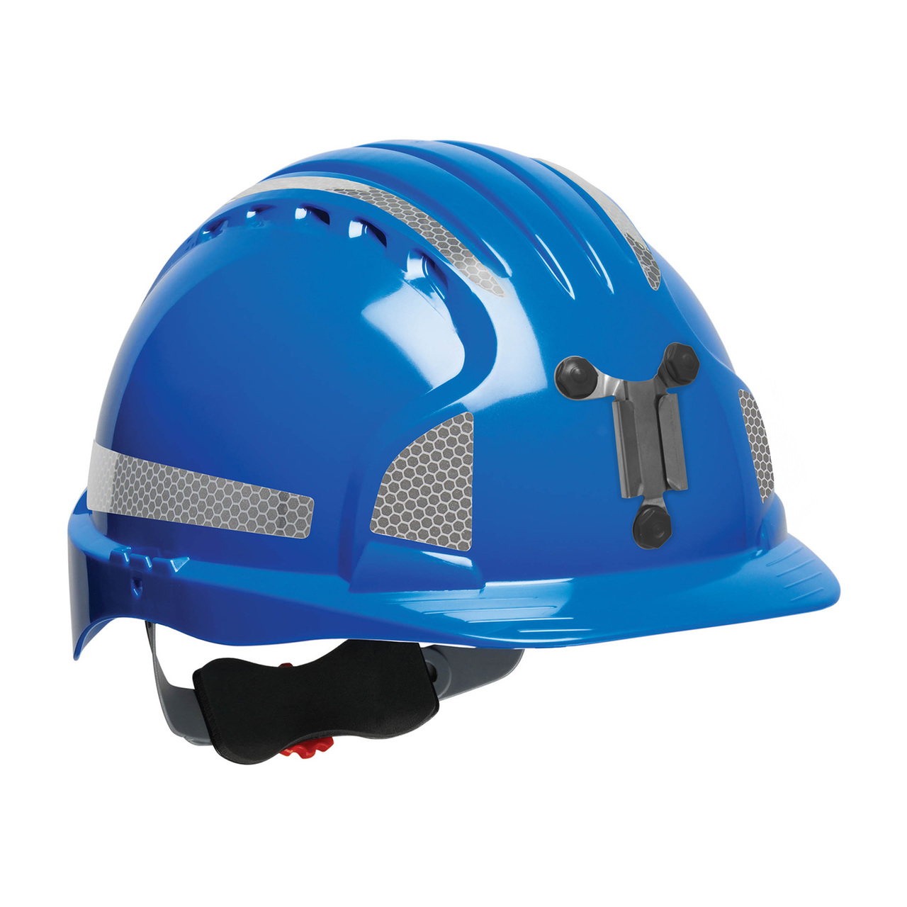 PIP 280-EV6151MCR2 Evolution Deluxe 6151 Standard Brim Mining Hard Hat with HDPE Shell, 6-Point Polyester Suspension, Wheel Ratchet Adjustment and CR2 Reflective Kit Blue