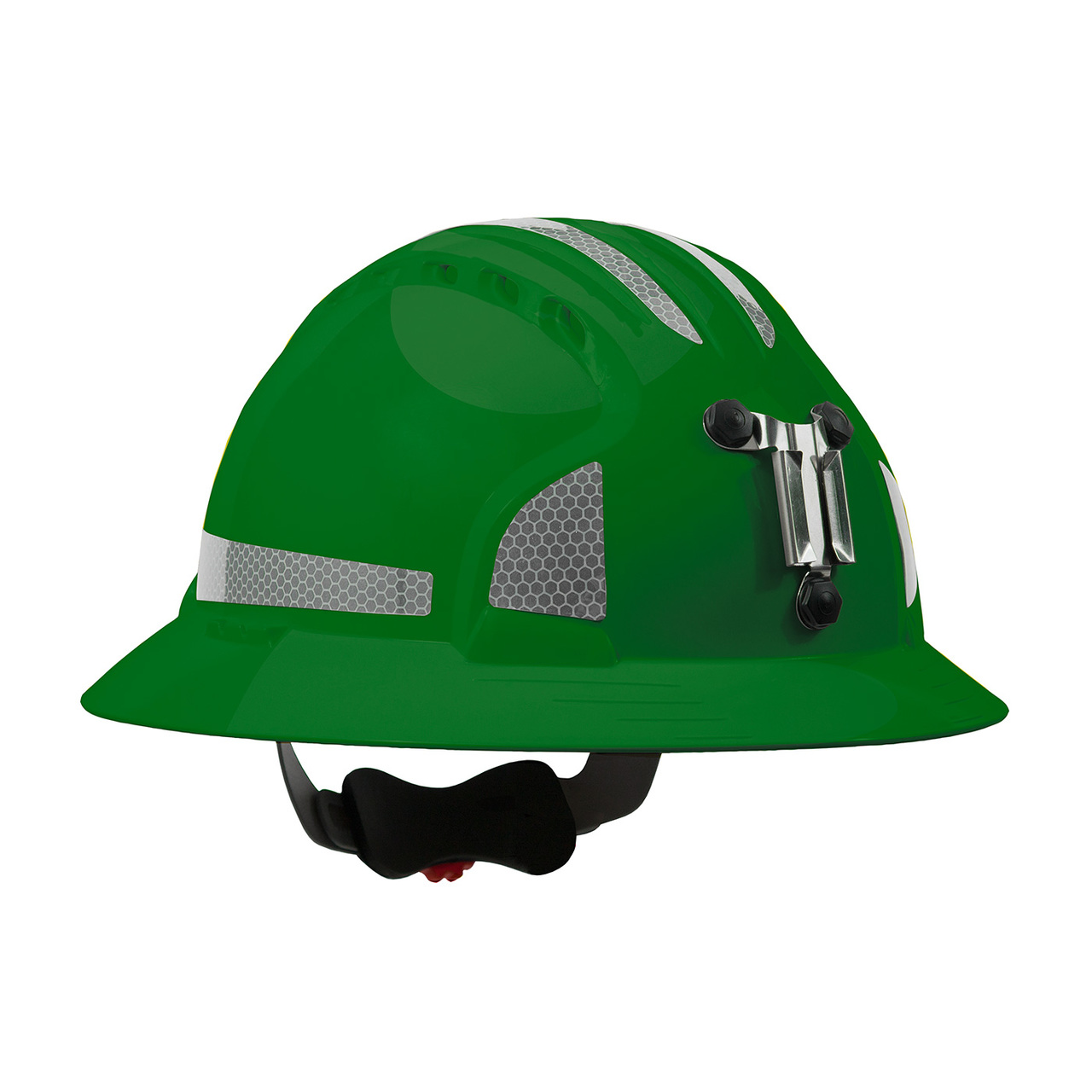 PIP 280-EV6161MCR2 Evolution Deluxe 6161 Full Brim Mining Hard Hat with HDPE Shell, 6-Point Polyester Suspension, Wheel Ratchet Adjustment and CR2 Reflective Kit Green