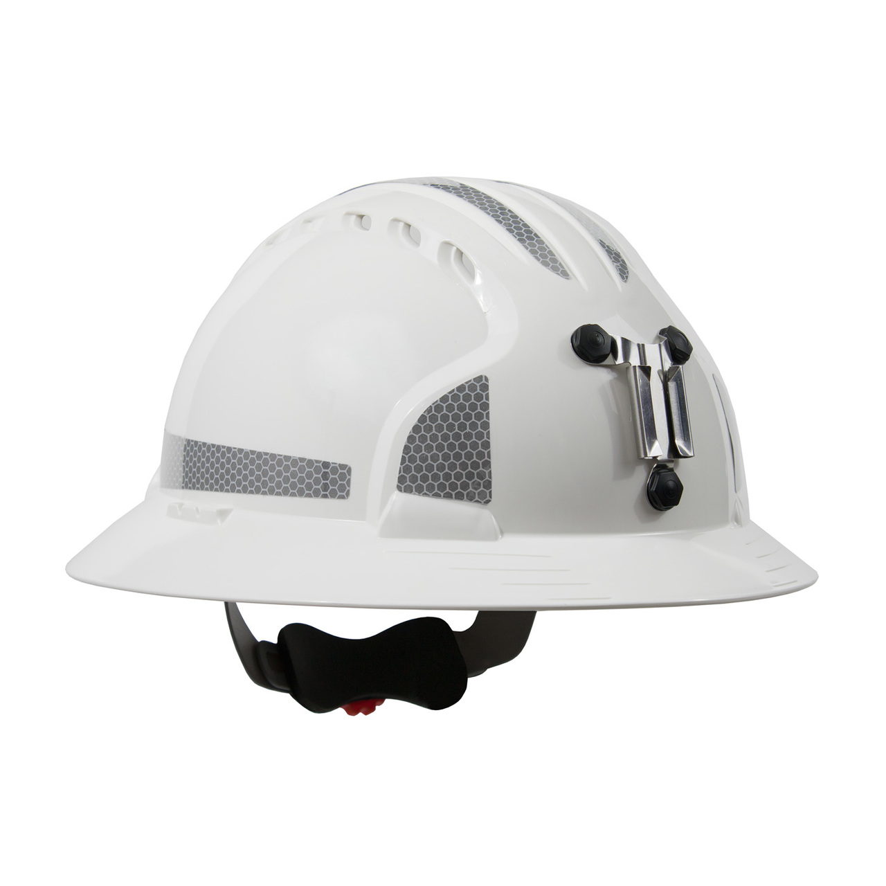 PIP 280-EV6161MCR2 Evolution Deluxe 6161 Full Brim Mining Hard Hat with HDPE Shell, 6-Point Polyester Suspension, Wheel Ratchet Adjustment and CR2 Reflective Kit White