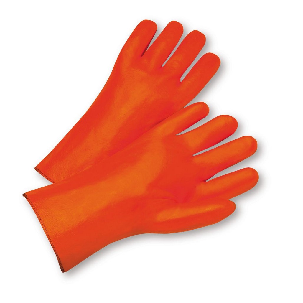 West Chester Protective Gear 1027OR Large Safety Orange Smooth PVC 12" Gauntlet