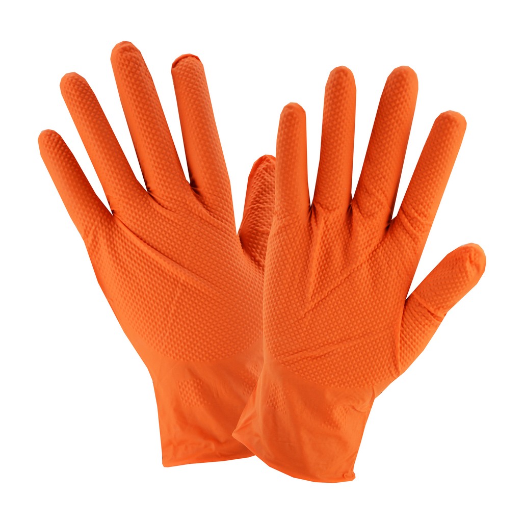 PIP 2940 PosiShield 7 Mil Industrial Grade Powder Free Textured Orange Nitrile Gloves