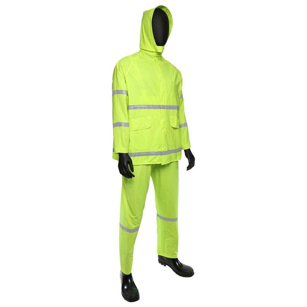 PIP Global Safety 4031 0.35 mm 3pc PVC Rain suit Lime Class 1
