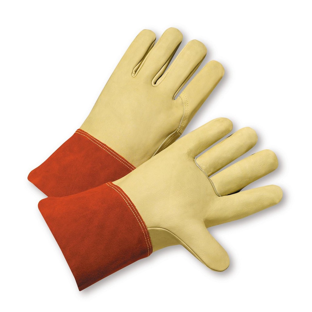 PIP Global Safety 6000 Premium Cowhide Mig Glove- Natural/Red