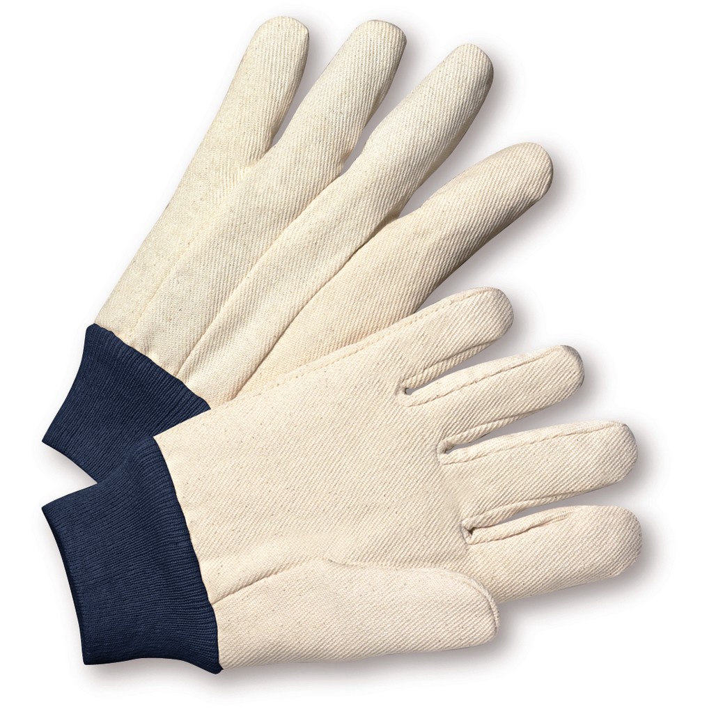 PIP Global Safety 710BKWK Large Cotton Poly 10 oz. Canvas Gloves with Navy Blue Knit Cuff