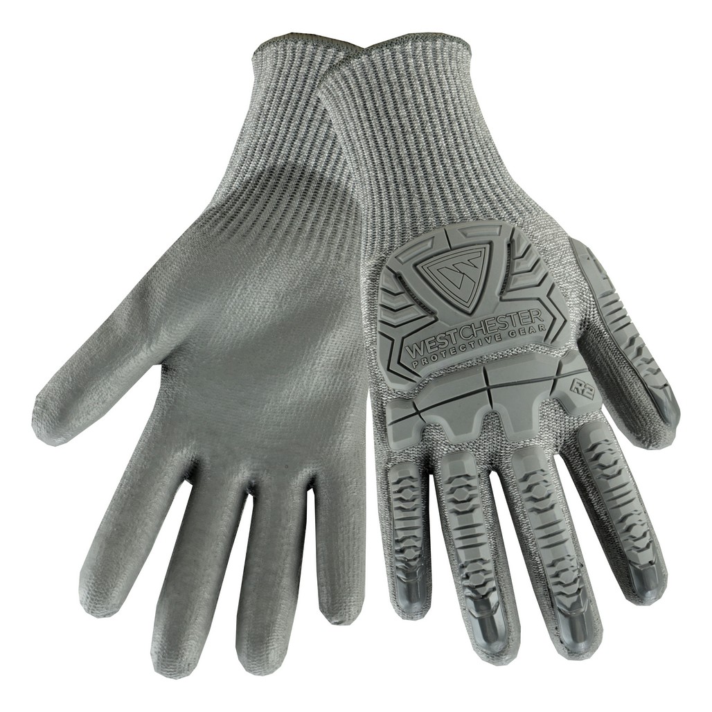 PIP Global Safety 710HGUB/2XS XXSmall R2 Silver Fox - Gray PU Palm Coated Speckle Gray HPPE Gloves With Gray BOH & FINGER TPR Protection
