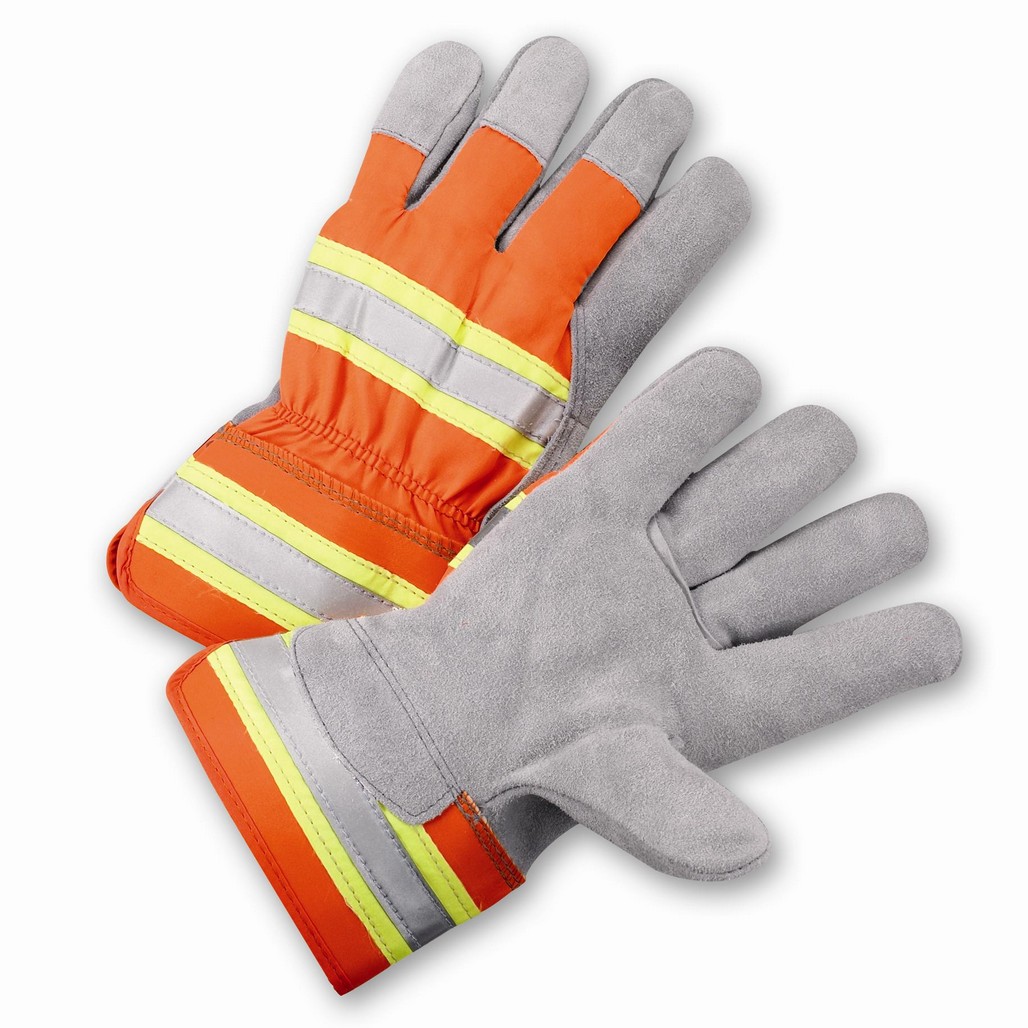 West Chester Protective Gear HVO500 High-Visibility Split Cowhide Leather Palm Gloves