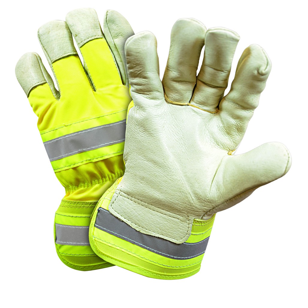 West Chester Protective Gear HVY5555 High-Visibility Yellow Grain Pigskin Leather Palm PosithermÂ® Lined Gloves