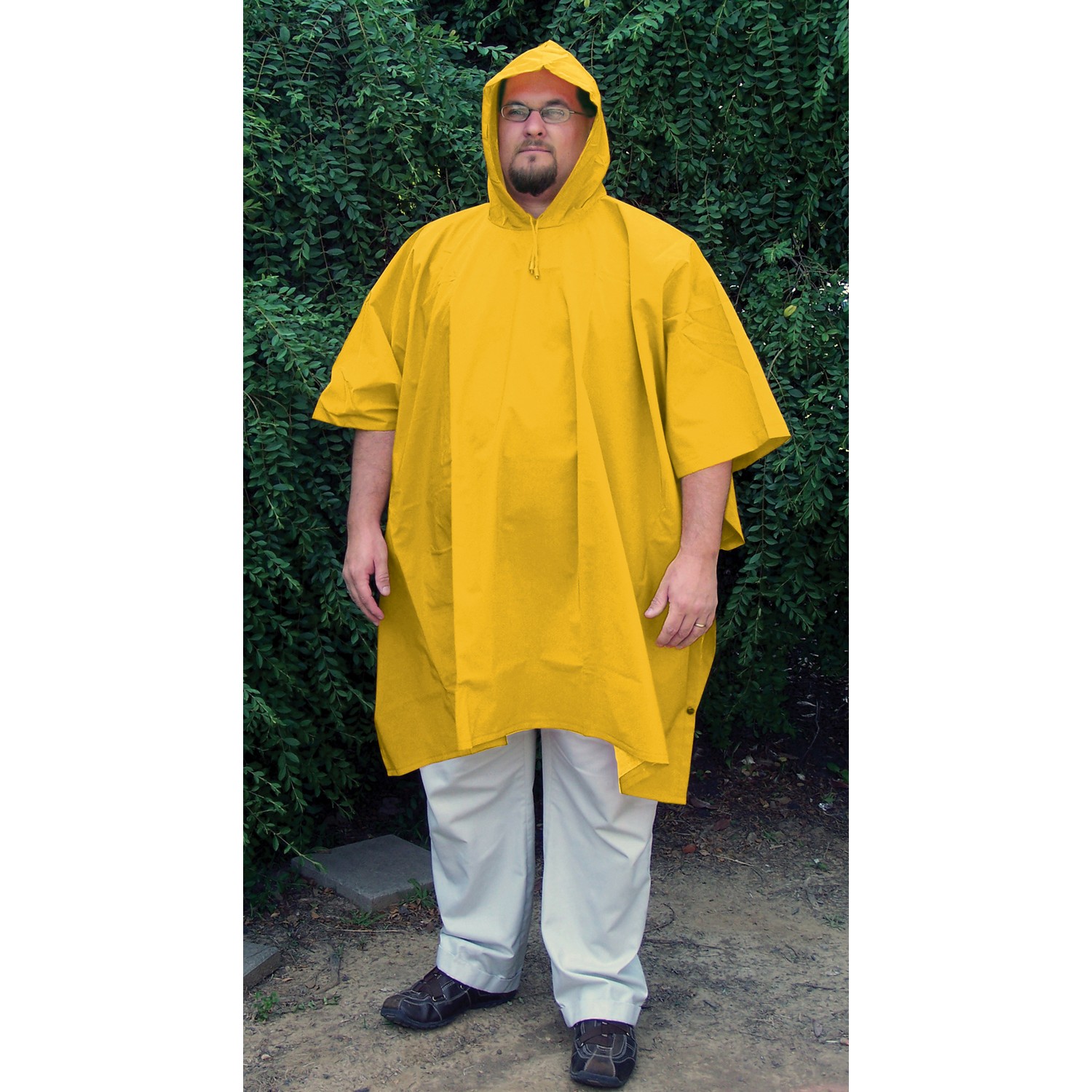 MCR Safety 2000 Schooner 2 Poncho, .35mm PVC Polyester, One size , attached hood, side snap closure, yellow