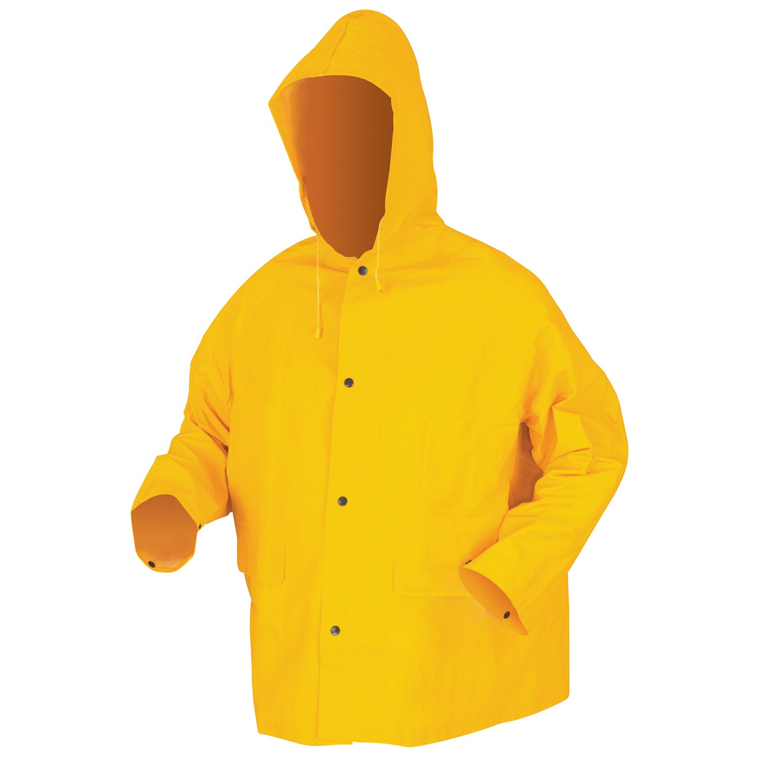 MCR Safety 200JS Classic, .35mm, PVC/Polyester Jacket, Detachable Hood, Snap Front, Yellow