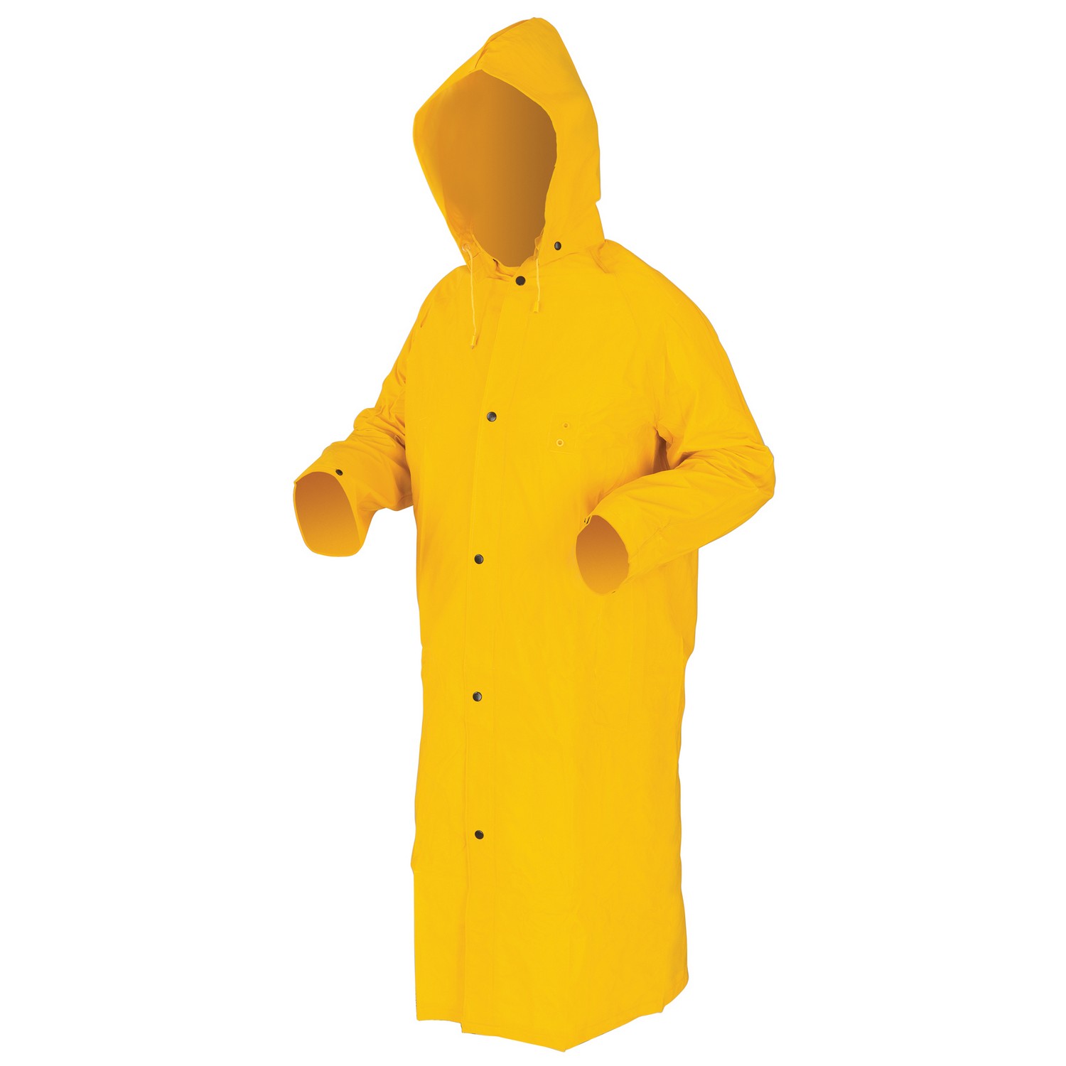 MCR Safety 240CS .35mm PVC/Polyester 49" Coat with Detachable Hood and Corduroy Collar, Yellow