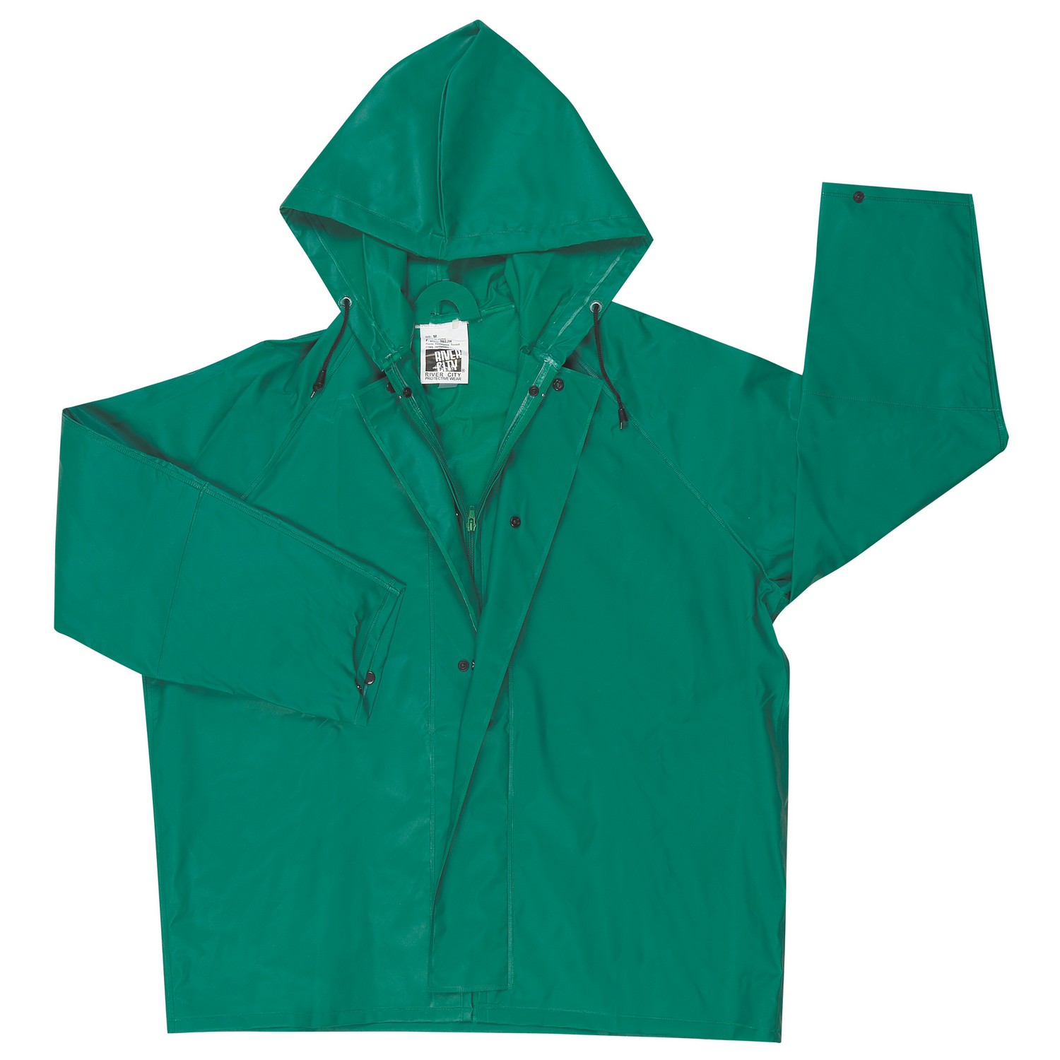 MCR Safety 388JHS Dominator, .42mm PVC/Polyester/PVC, jacket with attached hood, inner sleeves, zipper front, green