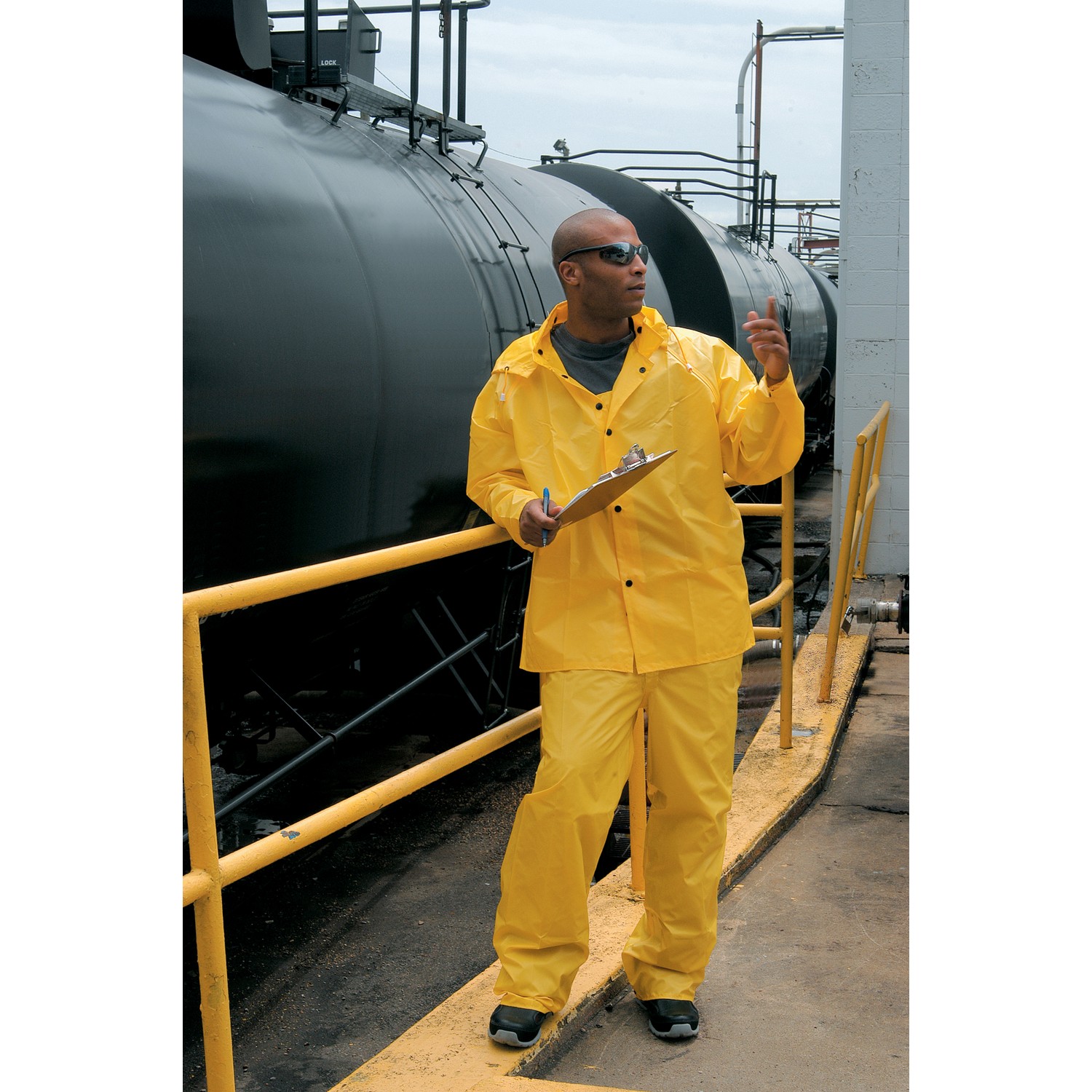 MCR Safety 550JS Navigator, .22mm Polyurethane/Nylon Jacket, Detachable hood, snap front, Yellow